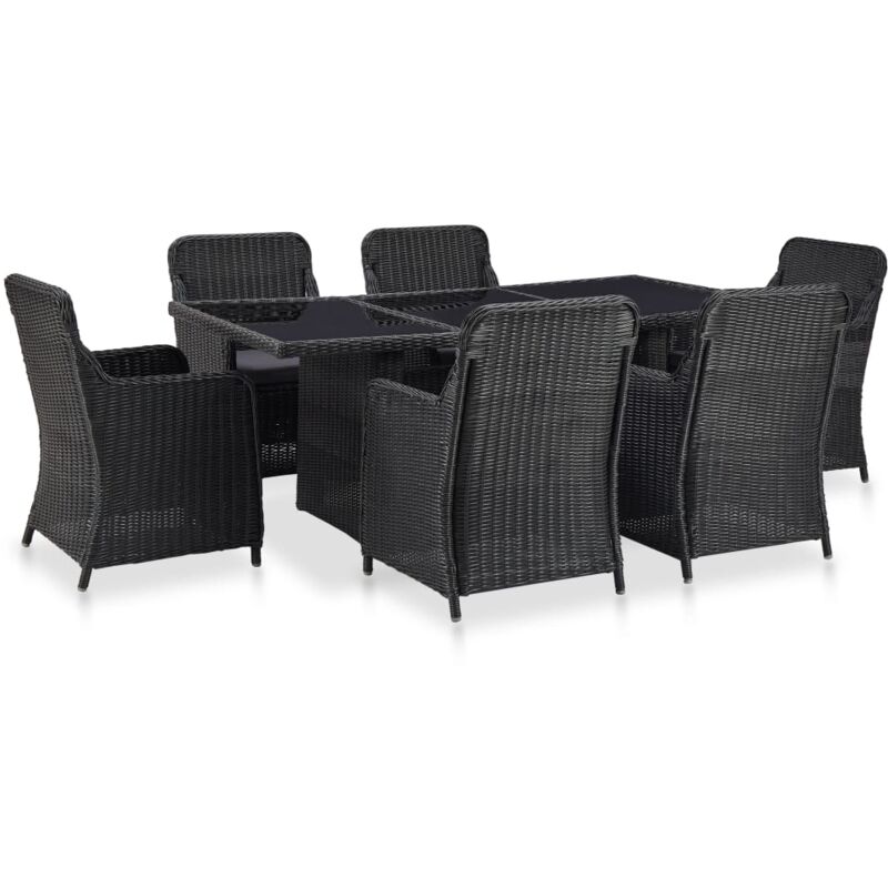 

Set de comedor de jardín 7 piezas ratán sintético negro - Negro - Vidaxl