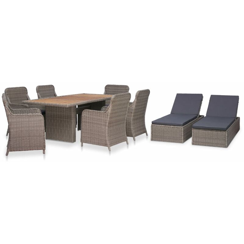 

Set de comedor de jardín 9 piezas ratán sintético marrón - Marrón - Vidaxl