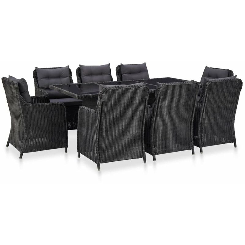 

Set de comedor de jardin 9 piezas ratan sintetico negro