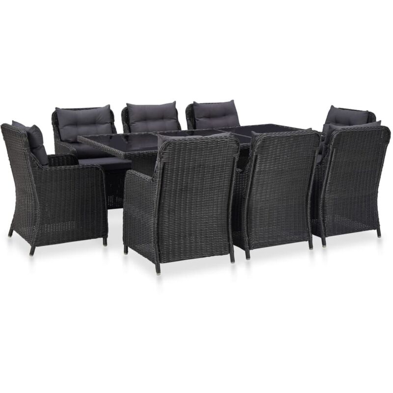

Set de comedor de jardín 9 piezas ratán sintético negro - Negro - Vidaxl