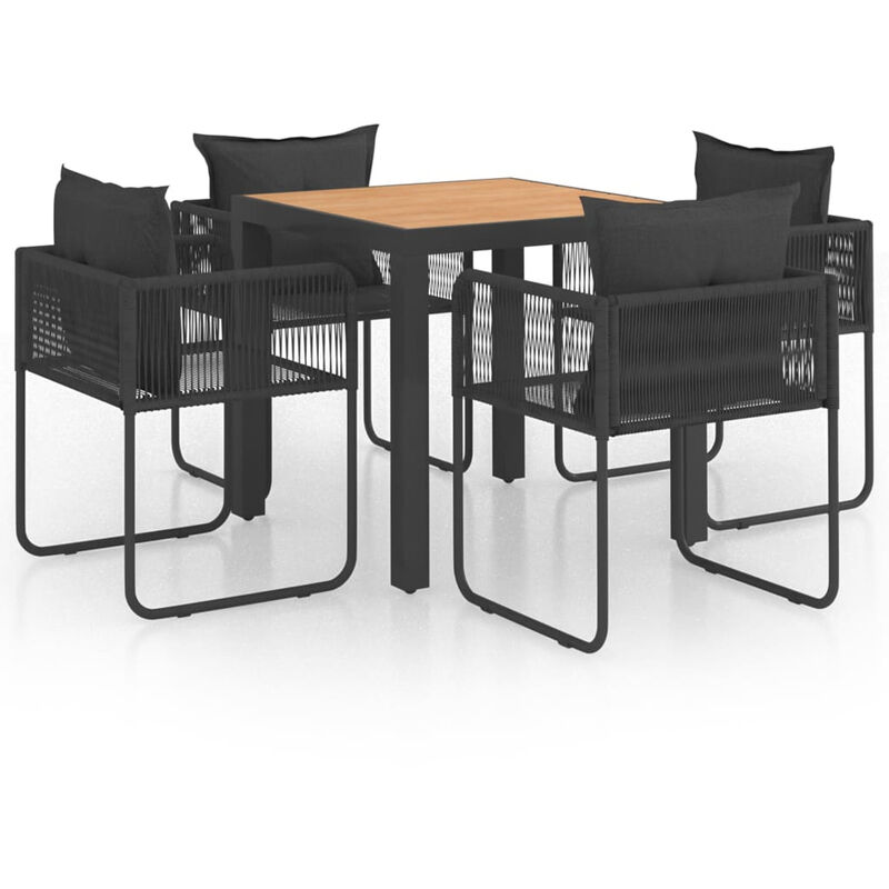 

Set de comedor de jardin de 5 piezas PVC ratan negro y marron