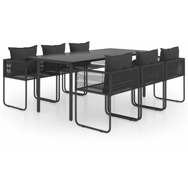 

Set de comedor de jardin de 7 piezas PVC ratan negro