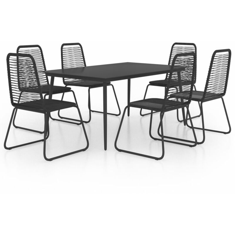 

Set de comedor de jardin de 7 piezas PVC ratan negro