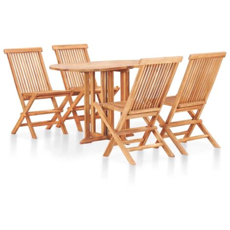 Set de comedor de jardín plegable 5 piezas madera maciza teca