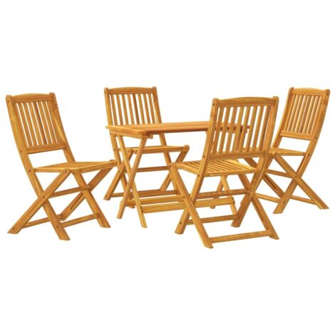 Set de comedor de jardín plegable 5 pzas madera maciza acacia vidaXL