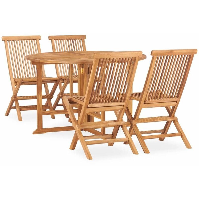 

Set de comedor de jardin plegable 5 pzas madera maciza de teca