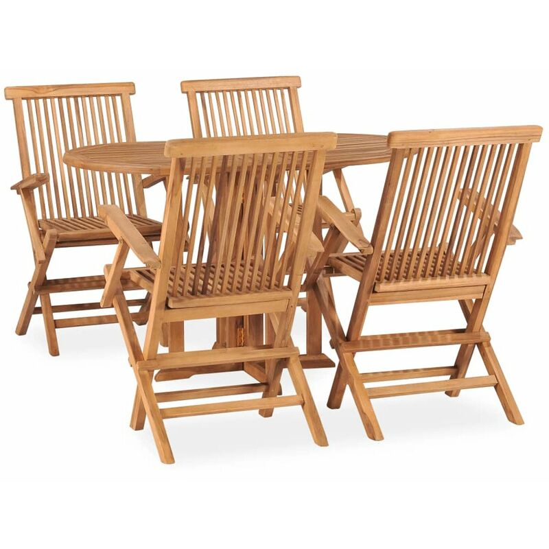 

Set de comedor de jardin plegable 5 pzas madera maciza de teca