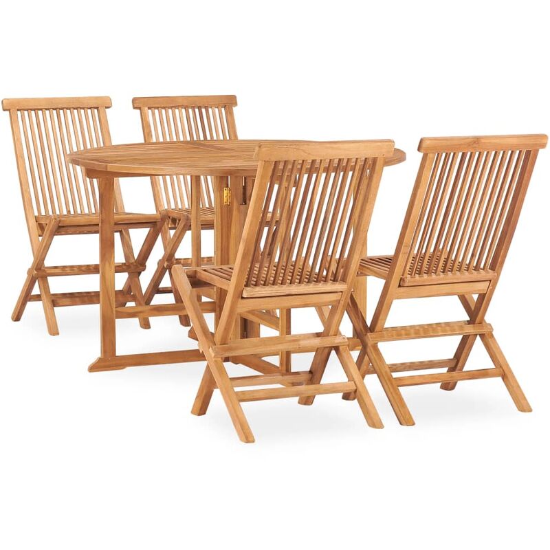 

Set de comedor de jardín plegable 5 pzas madera maciza de teca