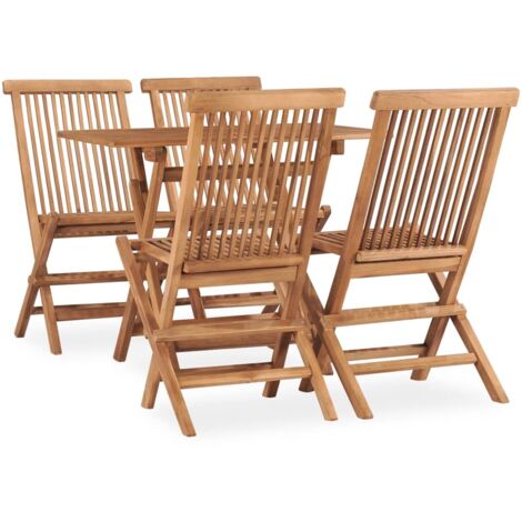 Set de comedor de jardín plegable 5 pzas madera maciza de teca
