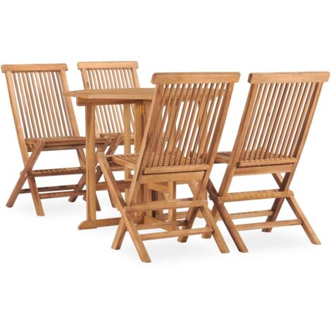 Set de comedor de jardín plegable 5 pzas madera maciza de teca