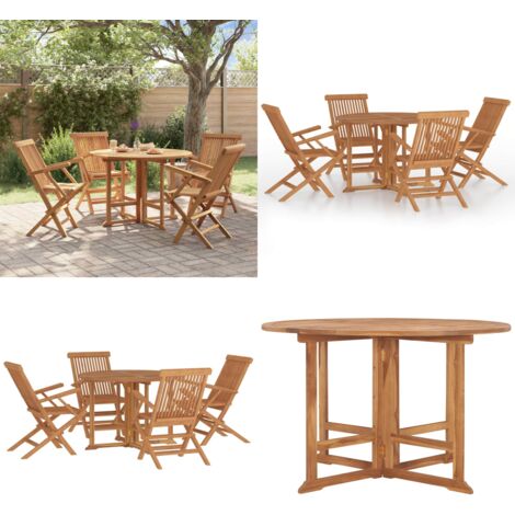 Set de comedor de jardín plegable 5 pzas madera maciza de teca - Mesa de jardín - Sillas de jardín
