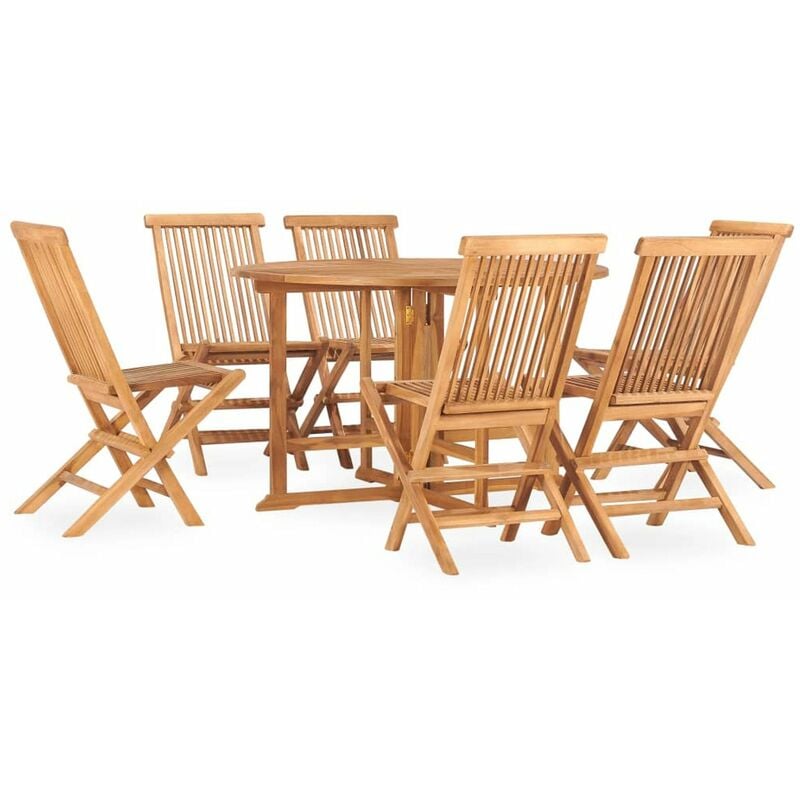 

Set de comedor de jardin plegable 7 pzas madera maciza de teca
