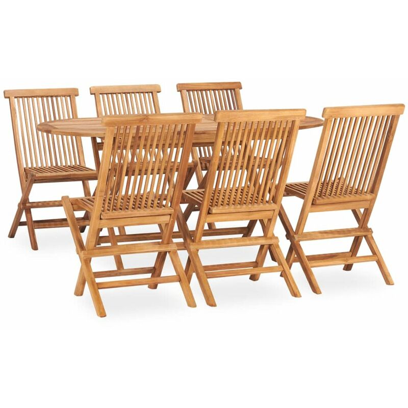 

Set de comedor de jardin plegable 7 pzas madera maciza de teca