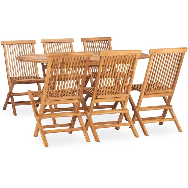 

Set de comedor de jardín plegable 7 pzas madera maciza de teca