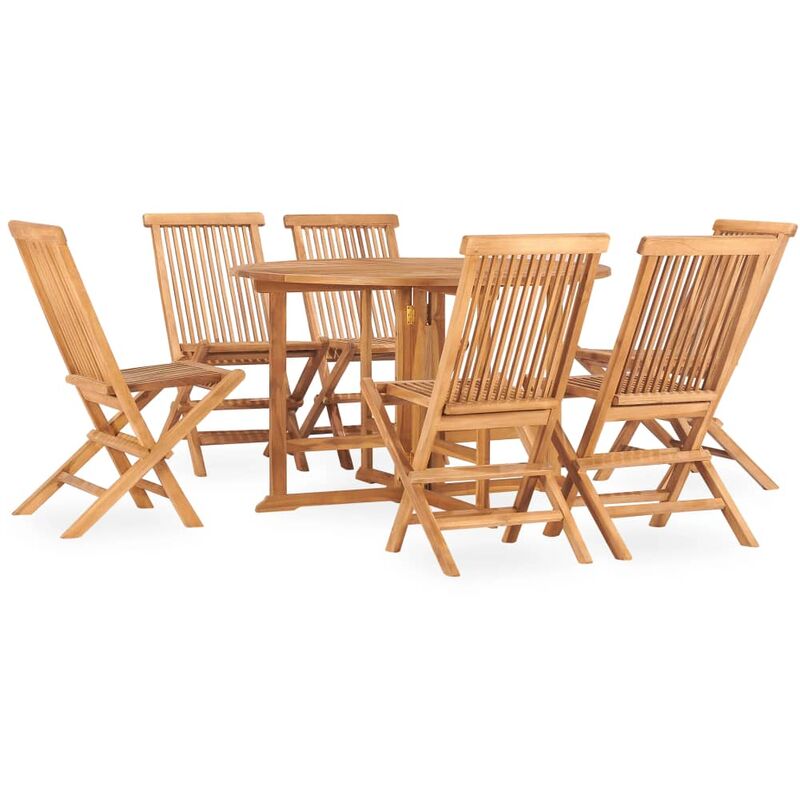 

Set de comedor de jardín plegable 7 pzas madera maciza de teca