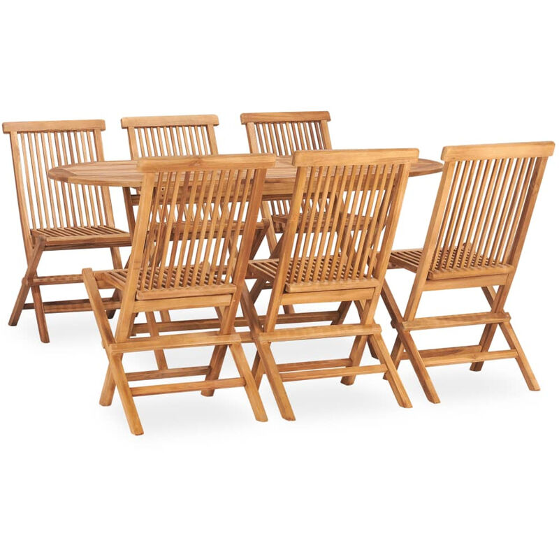 

Asupermall - Set de comedor de jardin plegable 7 pzas madera maciza de teca