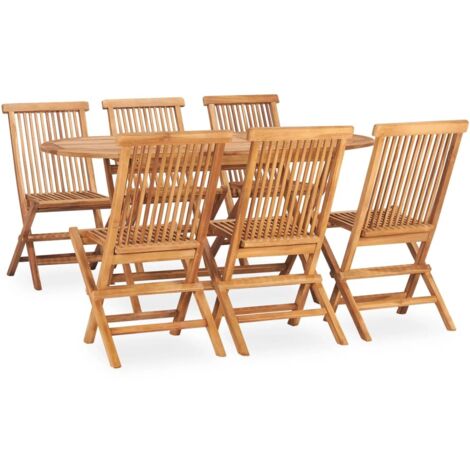 Set de comedor de jardín plegable 7 pzas madera maciza de teca