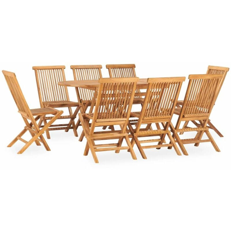 

Set de comedor de jardin plegable 9 pzas madera maciza de teca