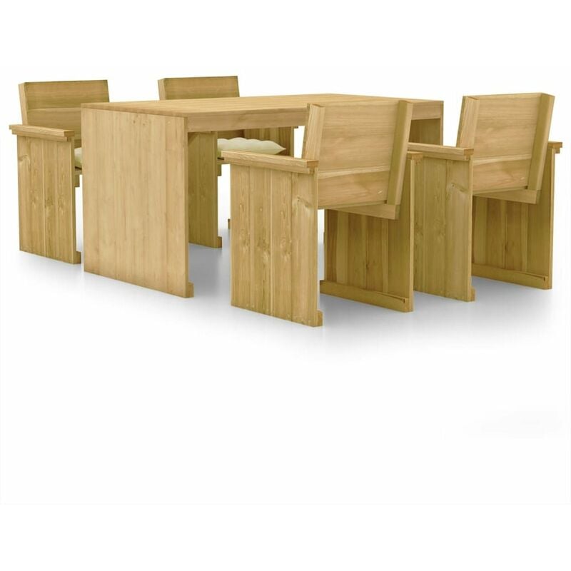 

Set de comedor de jardin y cojines 5 pzs madera pino impregnada