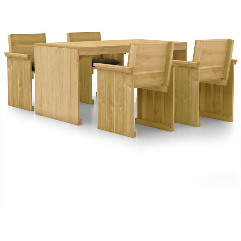 

Set de comedor de jardin y cojines 5 pzs madera pino impregnada