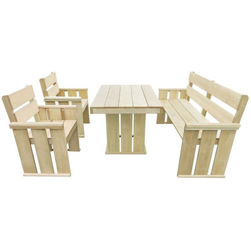 

Youthup - Set de comedor de jardín 4 piezas madera de pino impregnada - Marrón