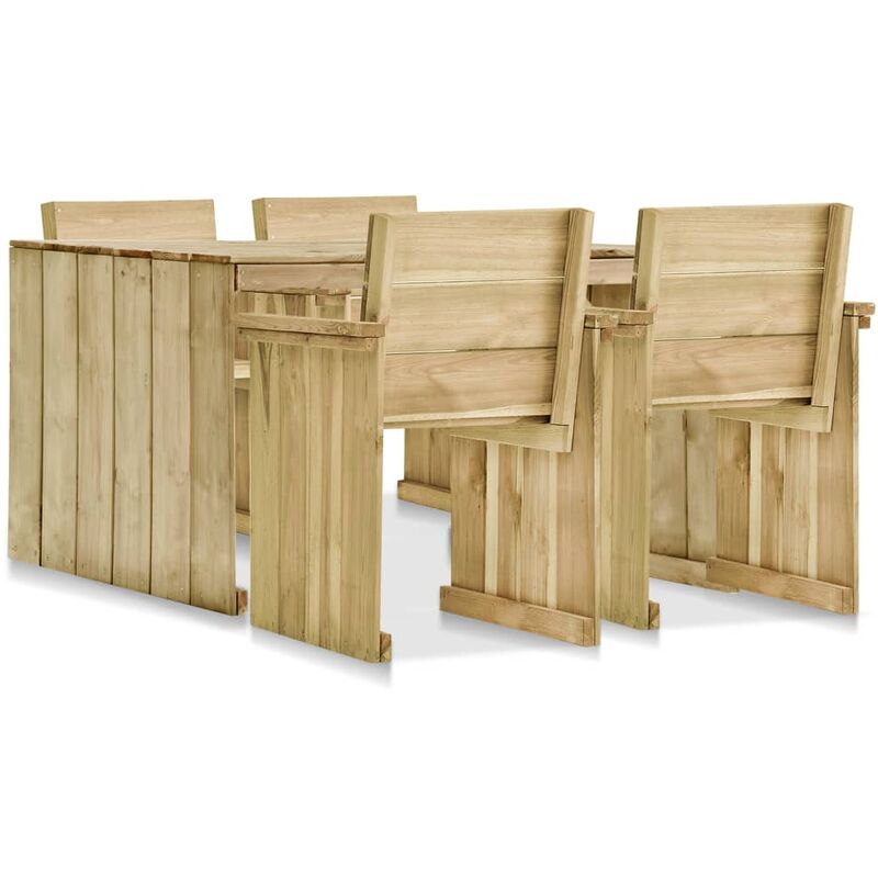 

Youthup - Set de comedor de jardín 5 piezas madera de pino impregnada - Marrón