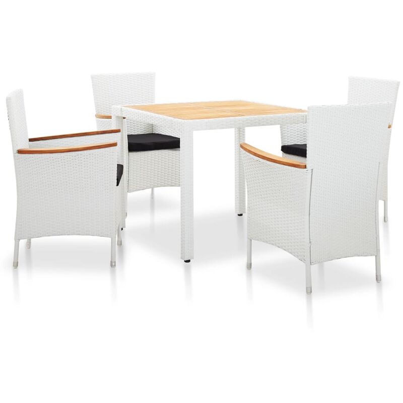 

Youthup - Set de comedor de jardín 5 piezas ratán sintético blanco - Blanco