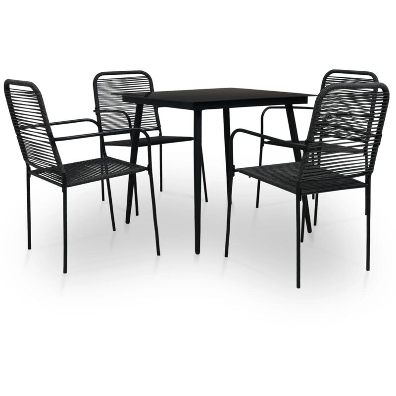 

Set de comedor de jardín 5 pzas cuerda de algodón y acero negro - Negro