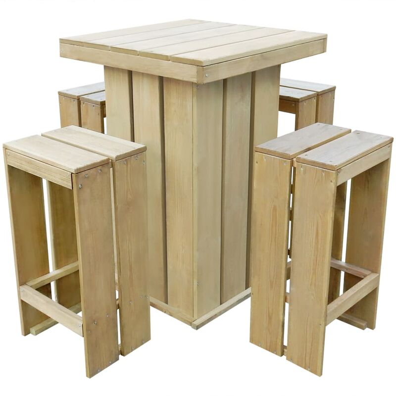 

Set de comedor de jardín 5 pzas madera de pino impregnada - Marrón