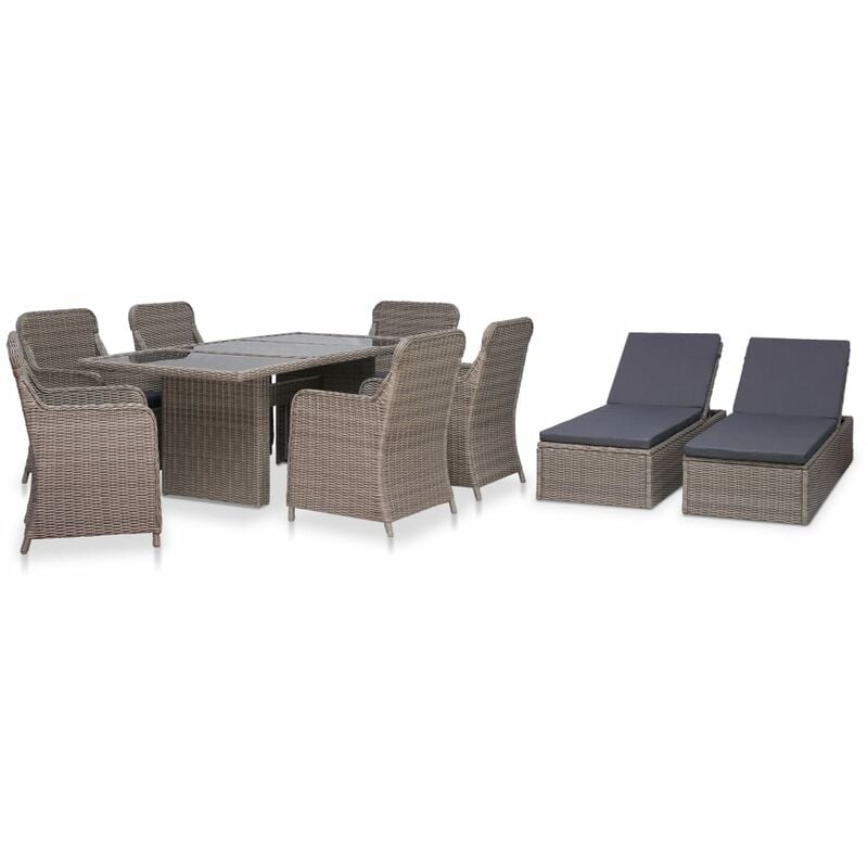 

Set de comedor de jardín 9 piezas ratán sintético marrón - Marrón