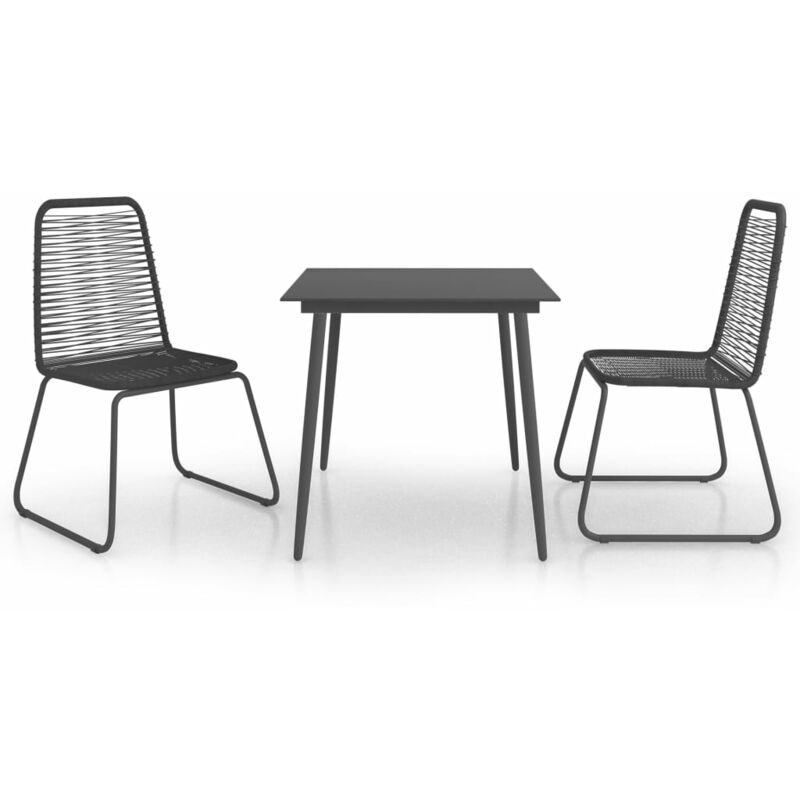 

Set de comedor de jardín de 3 piezas PVC ratán negro - Negro