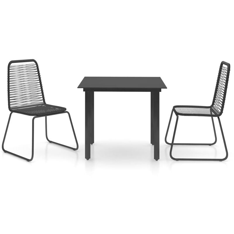 

Set de comedor de jardín de 3 piezas PVC ratán negro - Negro