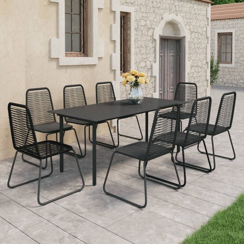 

Youthup - Set de comedor de jardín de 9 piezas PVC ratán negro - Negro