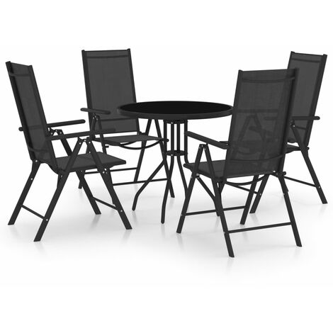 Set de comedor para jardín 5 piezas aluminio y textilene negro vidaXL