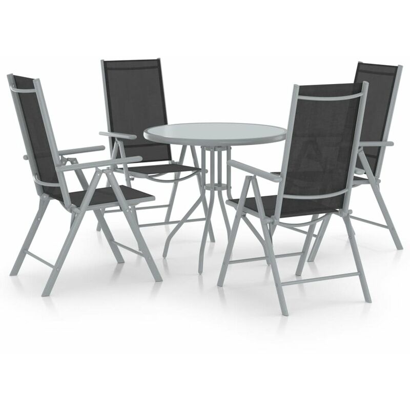 

Set de comedor para jardin 5 piezas aluminio y textilene plata