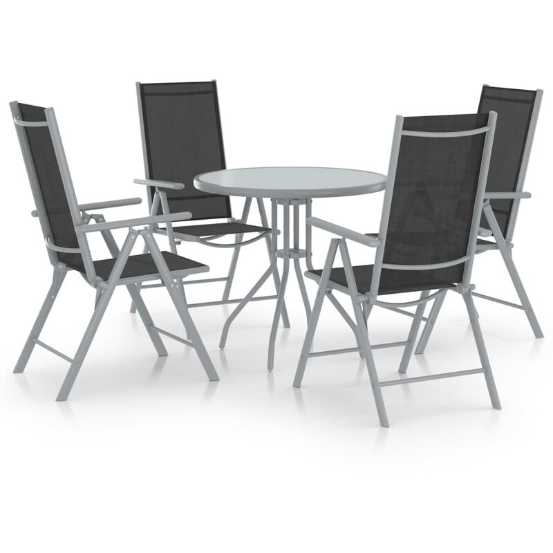 

Set de comedor para jardín 5 piezas aluminio y textilene plata