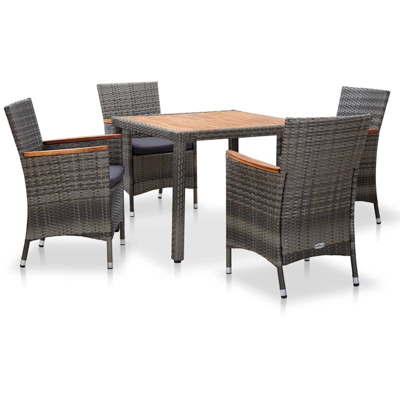 

Set de comedor para jardin 5 pzas cojines ratan sintetico gris