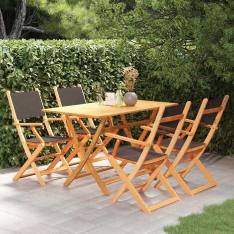 Mesa y taburetes altos plegables 5 piezas Conjunto de muebles de jardín  madera maciza de teca ES59452A