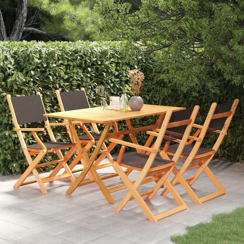 

Set de comedor para jardín 5 pzas madera maciza eucalipto negro