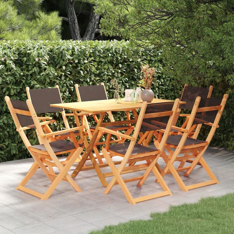 

Set de comedor para jardín 7 pzas madera maciza eucalipto negro