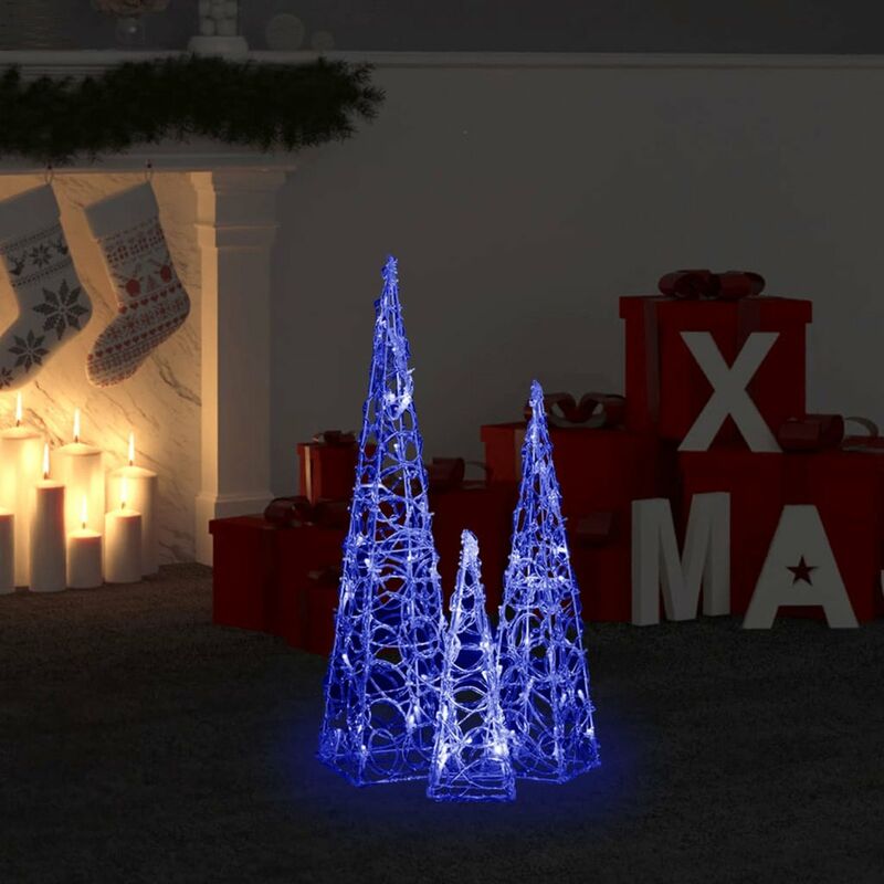 

Happyshopping - Set de cono de luz LED decorativo acrilico azul 30/45/60cm