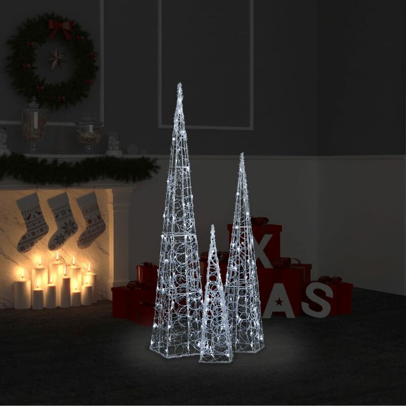 

Set de cono luz LED decorativo acrílico blanco frío 60/90/120cm