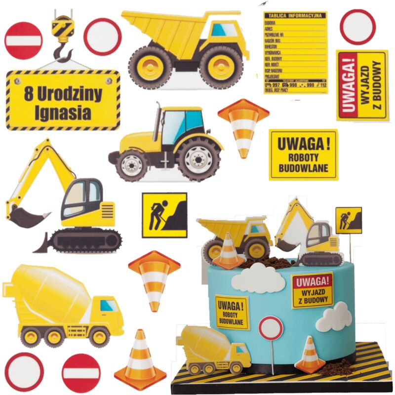 Set de construcción de tartas de oblea con impresión de 16 piezas + placa de inscripción GRATIS