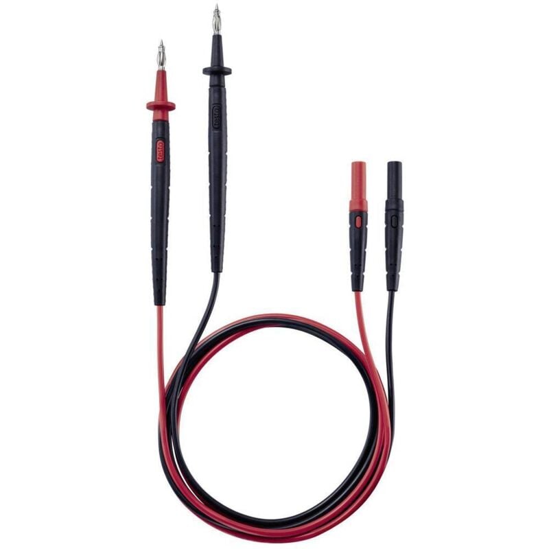 Testo - 0590 0012 Set de cordons de mesure de sécurité mâle 4 mm pointe de test, Banane mâle 4 mm 1.25 m noir, rouge 1 pc