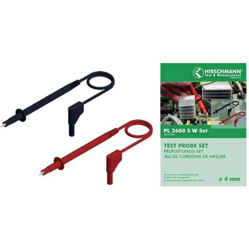 Sks Hirschmann - pl 2600 s w set Set de cordons de mesure de sécurité Banane mâle 4 mm pointe de test 1.00 m noir, rouge