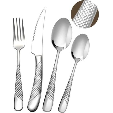 Set de couverts - Moderne - 4 pièces - Acier inoxydable - Antirouille - Compatible lave-vaisselle
