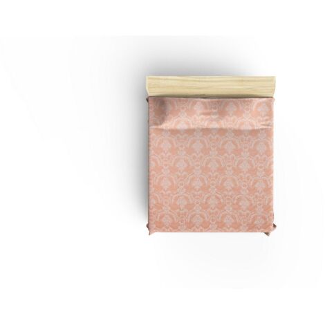 Set de couvre-lit 240x220cm et 2 taies d'oreiller 60x60cm Riley Tissu Motif Baroque Rose