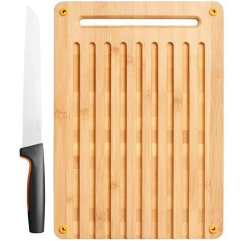 SET DE CUCHILLO PARA PAN + TABLA DE CORTAR FISKARS FORMA FUNCIONAL