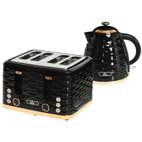 Set de cuiseur à l’eau et de torrédeur. Comprend un récipient pour la cuiseur à l’eau d’une capacité de 1,7 litre, 4 tranches de toaster, une puissance de 2200 W, 7 niveaux de cuisson, Couleur noire.