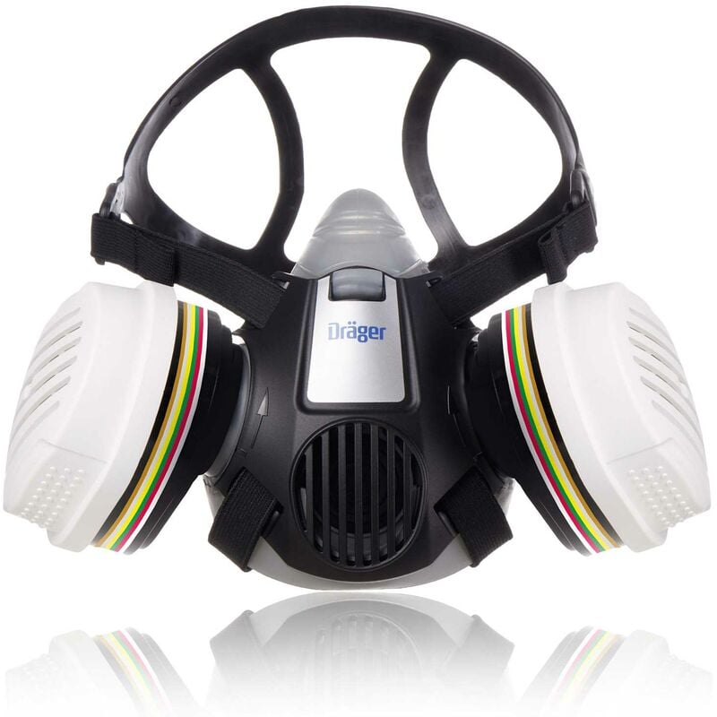 Dräger X-plore 3300 Demi-Masque de Protection respiratoire adapté aux substances Chimiques, gaz, vapeurs Kit avec 2 filtres A1B1E1K1 hg P3, Taille l